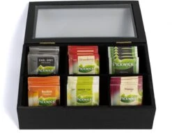 CasaLupo Theedoos Zwart 6-vaks - Met Fluweel - 24 X 16 Cm -Beste Koffie Winkel 1200x983