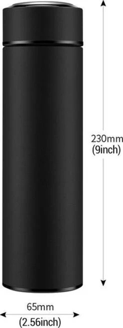 Thermosfles 500 Ml - Met Thee Filter - Mat Zwart -Beste Koffie Winkel 450x1200