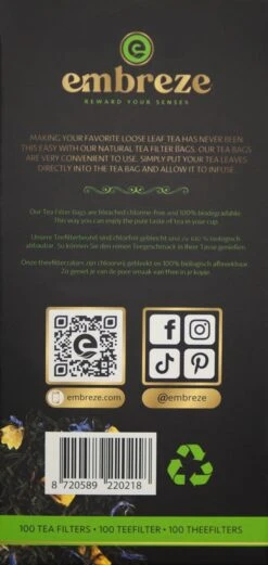 Embreze Theefilter Voor Losse Thee | 100% Chloorvrij | 100 Theefilters -Beste Koffie Winkel 569x1200 1