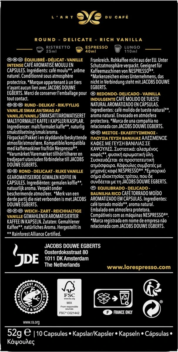 L'OR Espresso Vanille Koffiecups - 10 X 10 Capsules 4 L'OR Espresso Vanille Koffiecups - 10 X 10 Capsules - Afbeelding 2