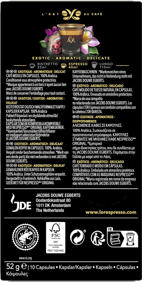 L'OR Espresso Limited Creations Laos Bolaven Koffiecups - Intensiteit 7/12 - 10 X 10 Capsules 5 L'OR Espresso Limited Creations Laos Bolaven Koffiecups - Intensiteit 7/12 - 10 X 10 Capsules - Afbeelding 3
