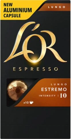 L'OR Lungo Estremo Koffiecups - Intensiteit 10/12 - 10 X 10 Capsules -Beste Koffie Winkel 612x1200