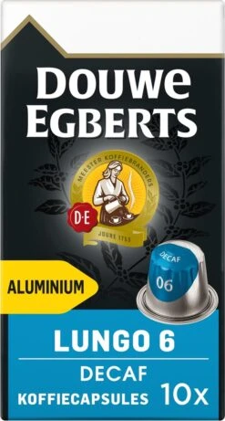 Douwe Egberts Lungo Decaf Koffiecups - Intensiteit 6/12 - 10 X 10 Capsules -Beste Koffie Winkel 643x1200 6