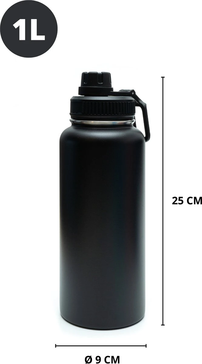 Thermosfles - Onyx Black - 1 Liter - Extra Dop Met Rietje & Drinktuit - Thermosflessen - Isoleerfles - BPA Vrij - Lekvrij - Thermoskan - Isoleerbeker - Thermosbeker 10 Thermosfles - Onyx Black - 1 Liter - Extra Dop Met Rietje & Drinktuit - Thermosflessen - Isoleerfles - BPA Vrij - Lekvrij - Thermoskan - Isoleerbeker - Thermosbeker - Afbeelding 8