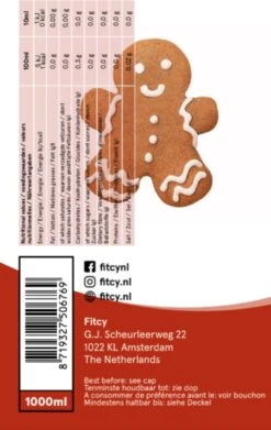 Fitcy | Koffiesiroop | Gingerbread | Barista Syrup | Zero | Vegan | Vetvrij | Suikervrij | Keto-vriendelijk | Koffie | Siroop | MET DOSEERPOMP | 1L -Beste Koffie Winkel 759x1200