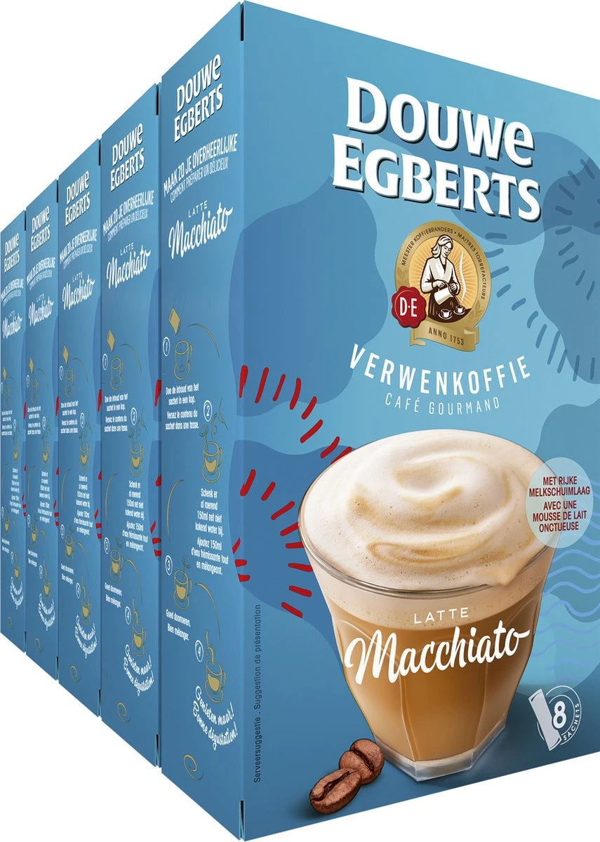 Douwe Egberts Verwenkoffie Latte Macchiato Oploskoffie - 5 X 8 Zakjes 3 Douwe Egberts Verwenkoffie Latte Macchiato Oploskoffie - 5 X 8 Zakjes