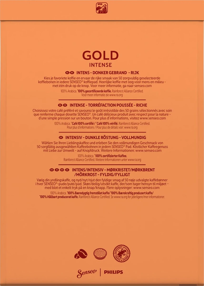 Senseo Gold Intense Koffiepads - 7/9 Intensiteit - 4 X 36 Pads 4 Senseo Gold Intense Koffiepads - 7/9 Intensiteit - 4 X 36 Pads - Afbeelding 2