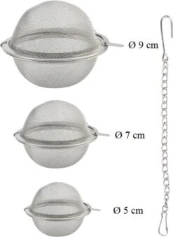 Merkloos Thee Zeef Set 3 Stuks Ø 9 / Ø 7 / Ø 5 - Thee/kruiden Kogel RVS -Thee Ei RVS - Kruiden Zeef/filter RVS -Beste Koffie Winkel 875x1200