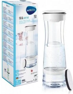 BRITA - Fill&Serve Waterfilterkaraf - 1,3L - Wit Grafiet - Inclusief 1 MicroDisc Waterfilter -Beste Koffie Winkel 937x1200
